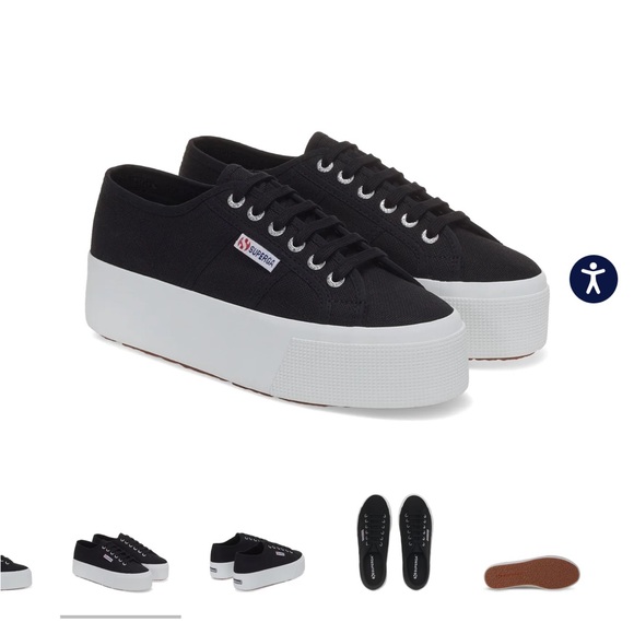 SUPERGAS 2790 Platform Sneakers - Black and White - Picture 1 of 3